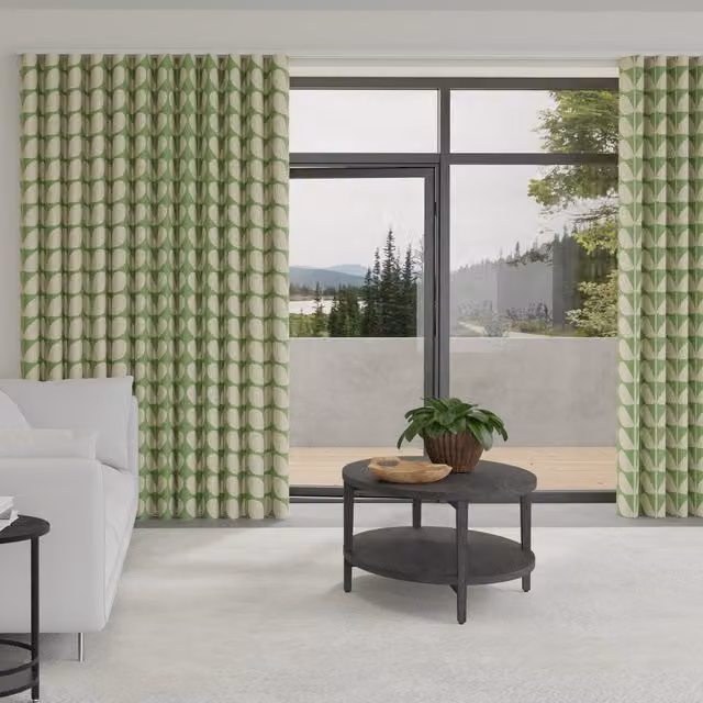 Orla Kiely Made to Measure Wave Blackout Curtains in Green with Jumbo Solid Stem Graphic Pattern