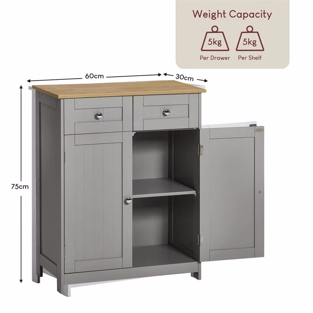 EONLION Modern Grey Bathroom Storage Cabinet with 2 Doors and 2 Drawers – 2