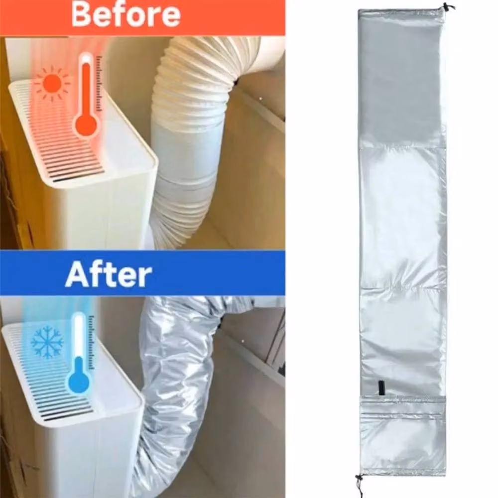 KORVIXA Silver Portable AC Hose Insulation Sleeve, W/D/H: 100 x 200 cm – 3
