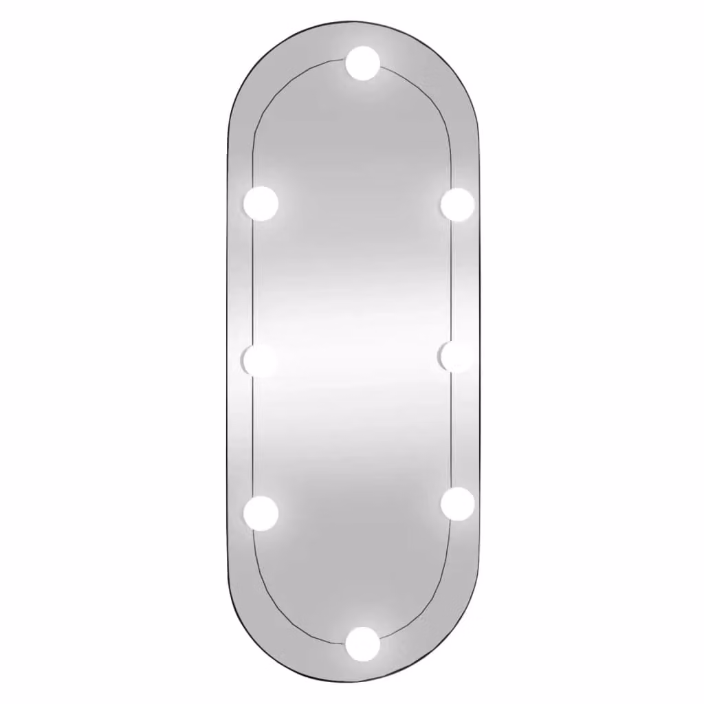Berkfield Home Oval Glass Wall Mirror with LED Lights, Silver, W: 30 cm, H: 70 cm
