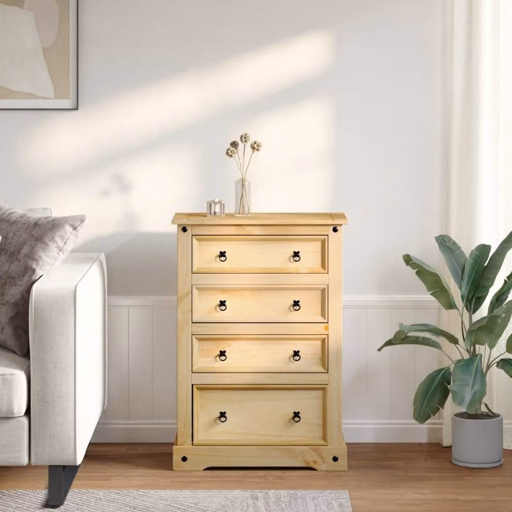 Berkfield Home Corona Chest of Drawers in Light Brown Solid Pine Wood, W/D/H: 80 x 43 x 114 cm – 2