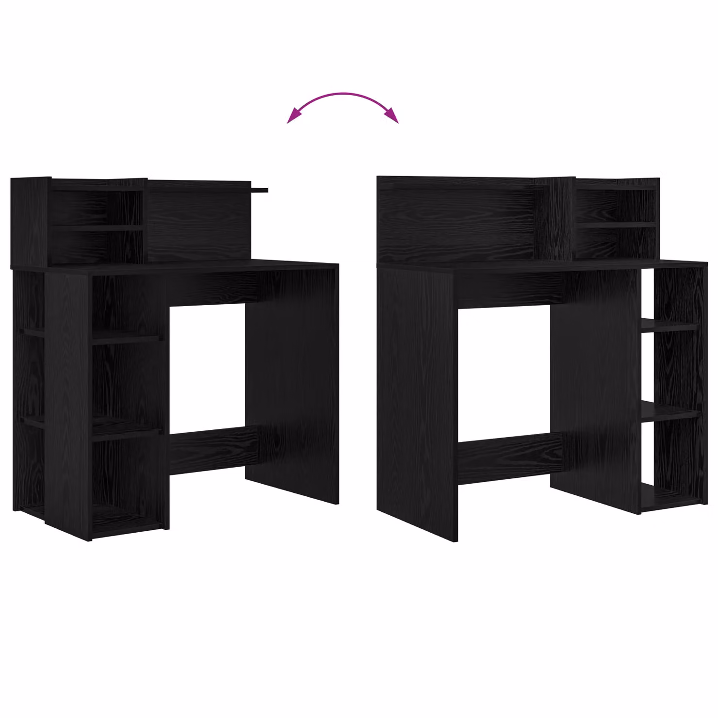 Berkfield Modern Writing Desk with Storage in Black Oak, W/D/H: 90 x 48 x 101.5 cm – 7