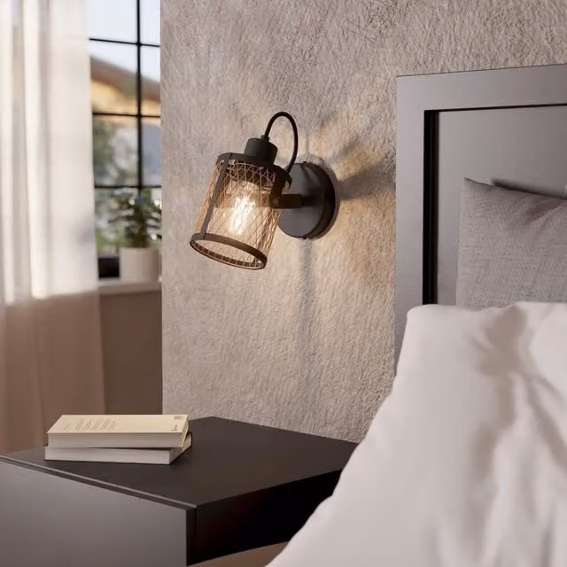 Eglo Dellow Adjustable Metal Wall or Ceiling Spotlight in Black and Gold/Brass – 1