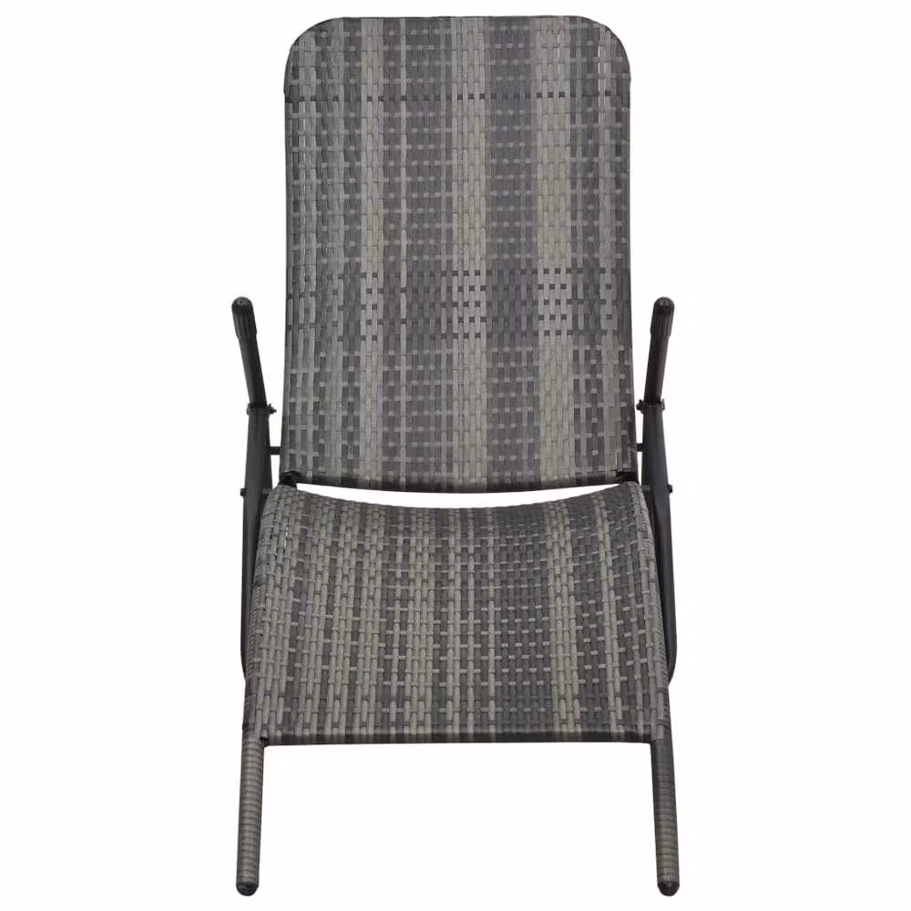 Berkfield Home Comfortable Folding Sun Lounger in Grey Poly Rattan – 2