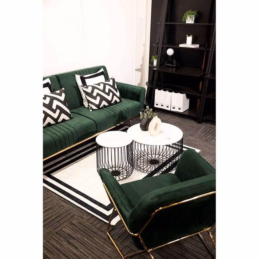 LPD Charles Racing Green Velvet Fabric Armchair W75.5 x D66 x H76.5 cm – 6