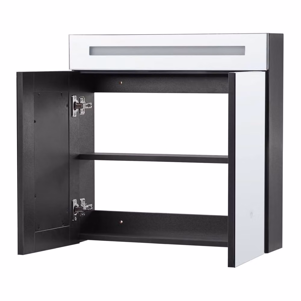 Wyld and Coco Matt Black LED Bathroom Mirror with Integrated Lighting and Internal Shelves, W: 60 cm, H: 60 cm – 3