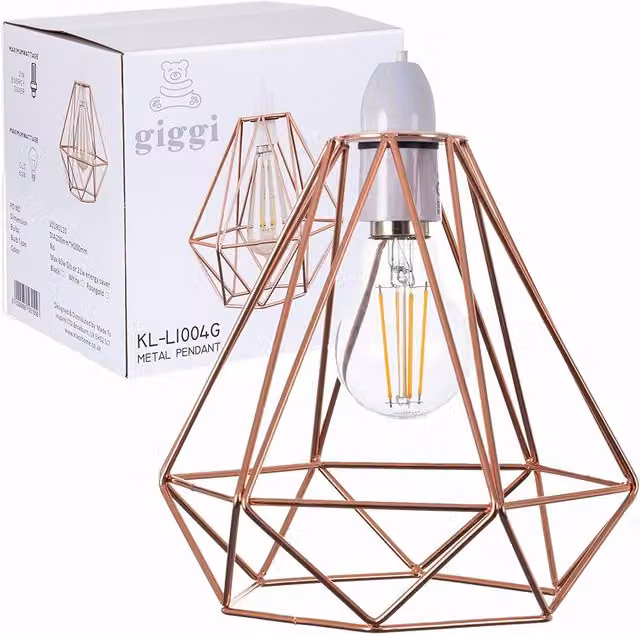 Giggi Vintage Metal Cube Pendant Light Shade in Gold/Brass, Bronze or Copper