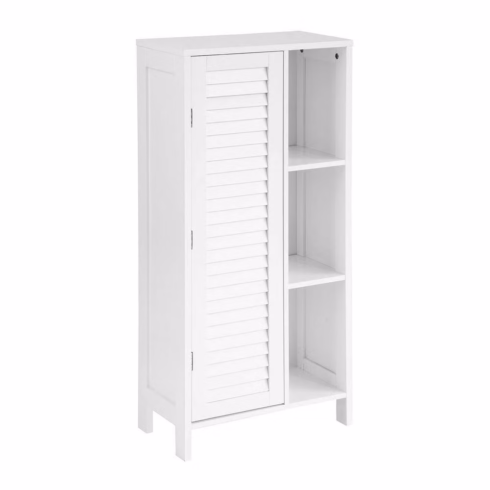 SoBuy Slim Tall Freestanding Cabinet in White with Roll Shutter Door and Internal Shelves, H: 96 x W: 24 x D: 26 cm – 2
