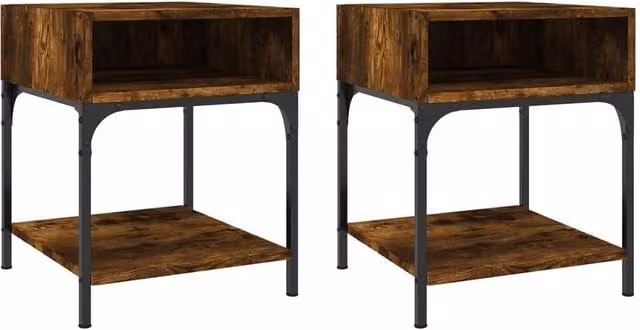 Berkfield Home Set of 2 Bedside Tables in Smoked Oak Brown, W/D/H: 40 x 41 x 50 cm – 1