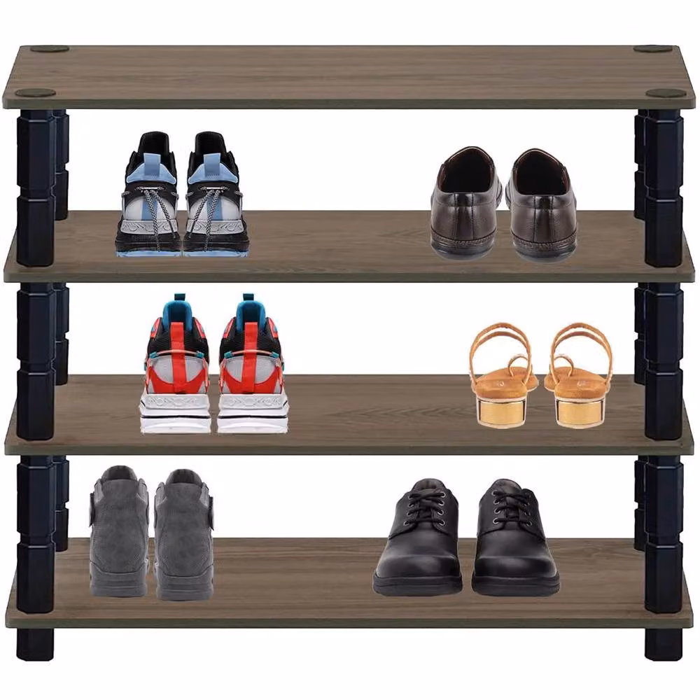 FLAVORA 4 Tier Shoe Rack Storage Unit in Brown, W: 50 cm, D: 50 cm, H: 50 cm – 3