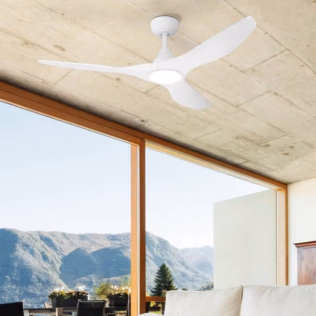Eglo Portsea LED Ceiling Fan Light with 3 Blades in Matte White