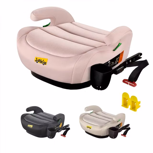 Aosom Pink ISOFIX Car Booster Seat with Cup Holder, ECE R129 i-Size, W: 42 cm, D: 40 cm, H: 17 cm – 1