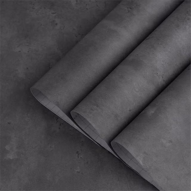 PAWNORA Dark Grey Concrete Effect Plain Self-Adhesive Wallpaper