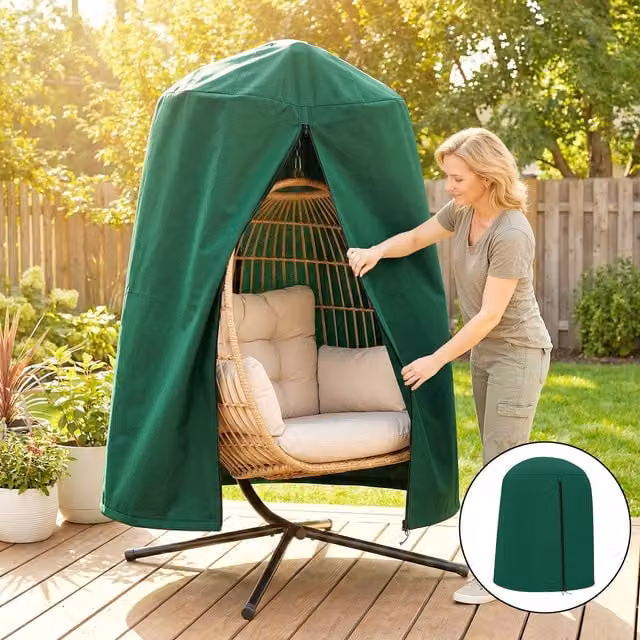 Outsunny Green 420D Oxford Fabric Hanging Egg Chair Cover with Zip