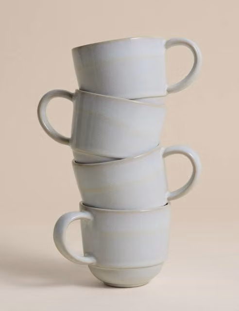 M&S Stow White Stoneware Mug Set of 4