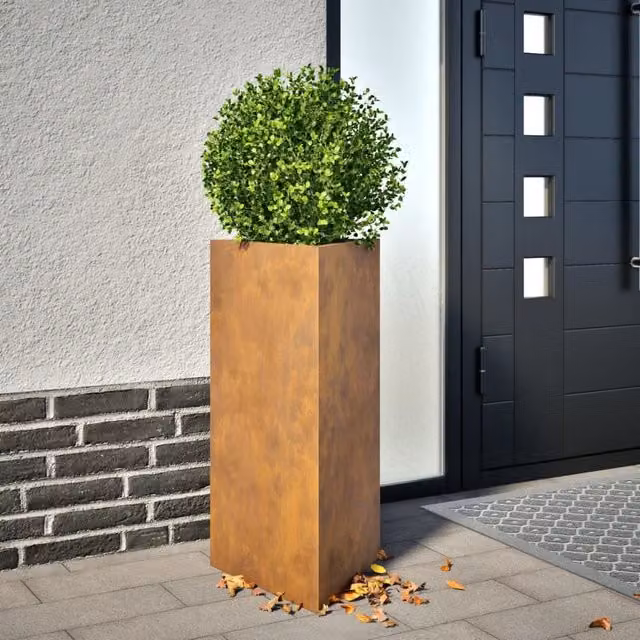 Berkfield Home Garden Triangular Corten Steel Planters, 2 Pack, Brown, H x W x D: 70 x 40 x 34.5 cm – 1