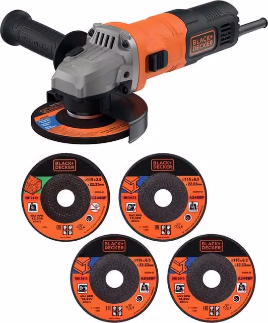 Black+Decker Orange Mains Angle Grinder Set