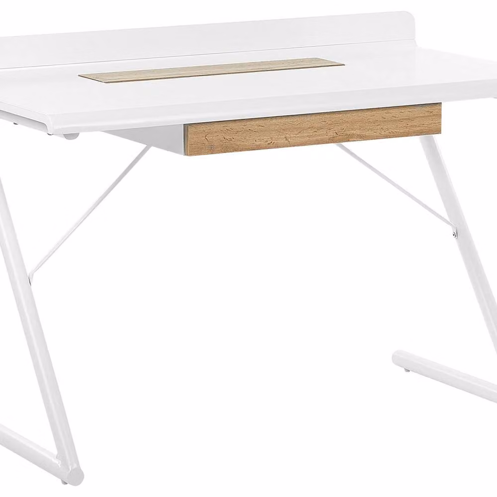 Wyld and Coco White Scandinavian Writing Desk with Grommet, W: 120 cm, D: 60 cm, H: 84 cm – 2