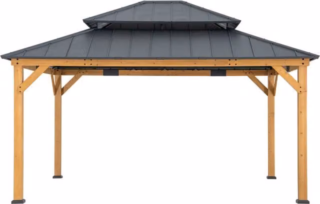 Sunjoy RIMO Cedar Wood Gazebo in Black and Brown