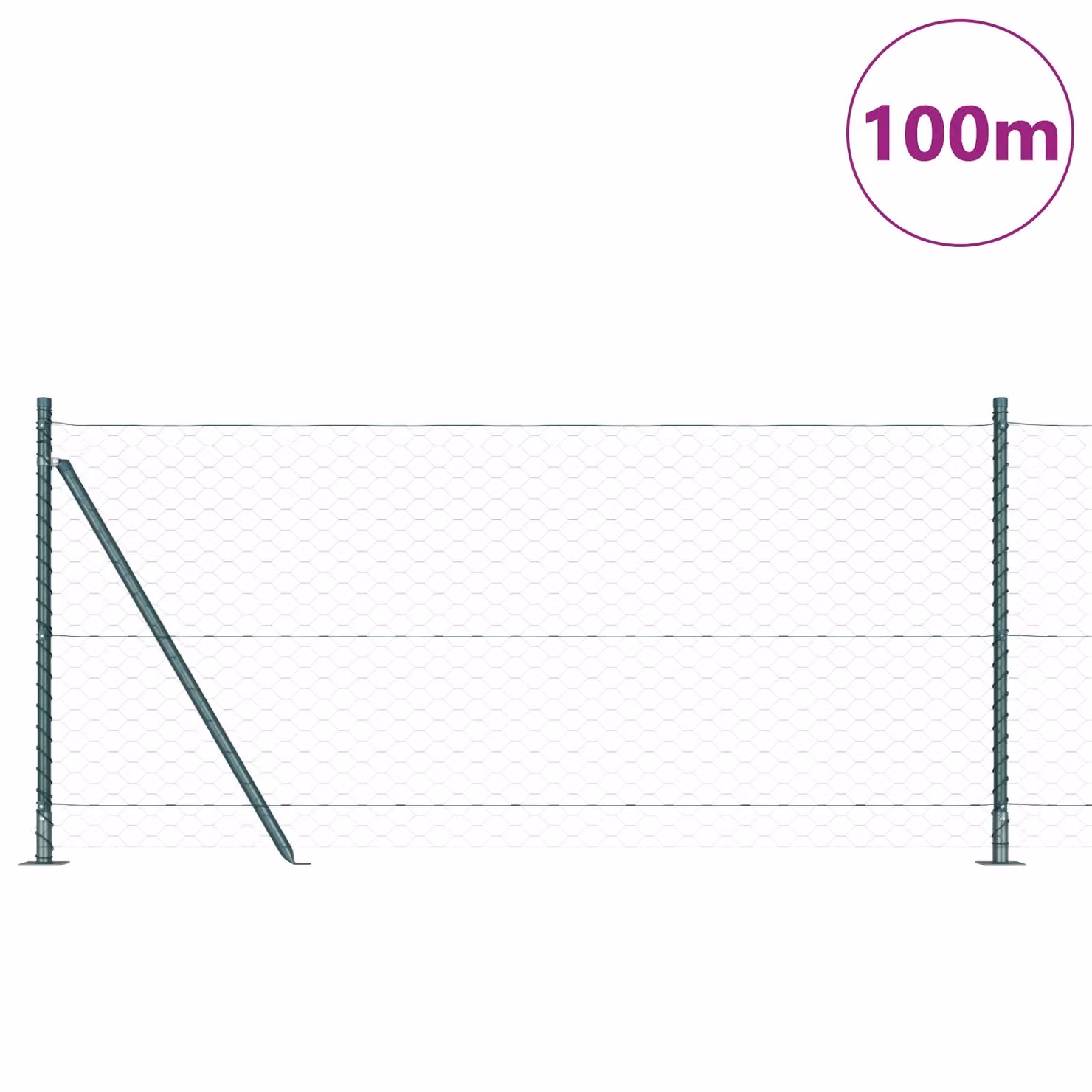 Berkfield Home Green Powder-Coated Steel Hexagon Fence, 1 x 100 m – 1