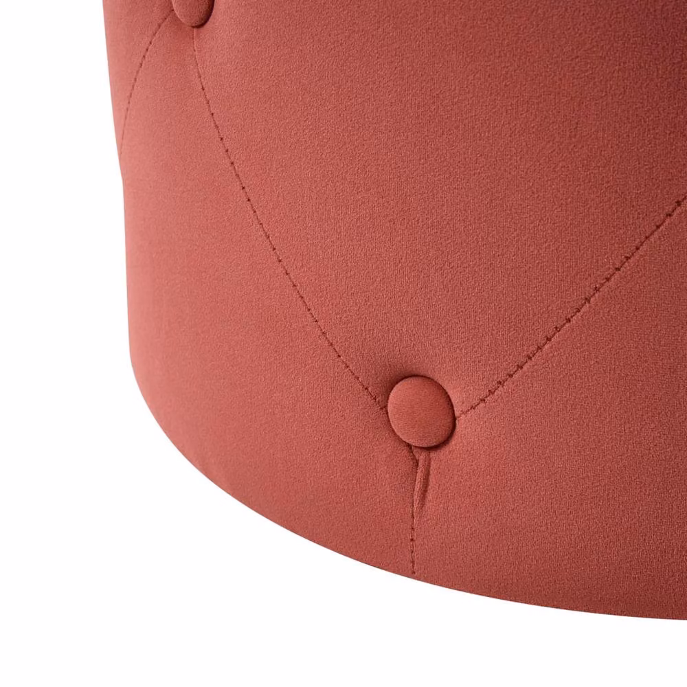Wyld and Coco Round Chesterfield Tufted Velvet Pouffe in Red – 4