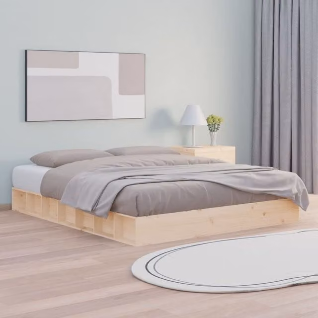 Berkfield Home Rustic Solid Pine Bed Frame, Brown, W: 140 cm, D: 200 cm – 1