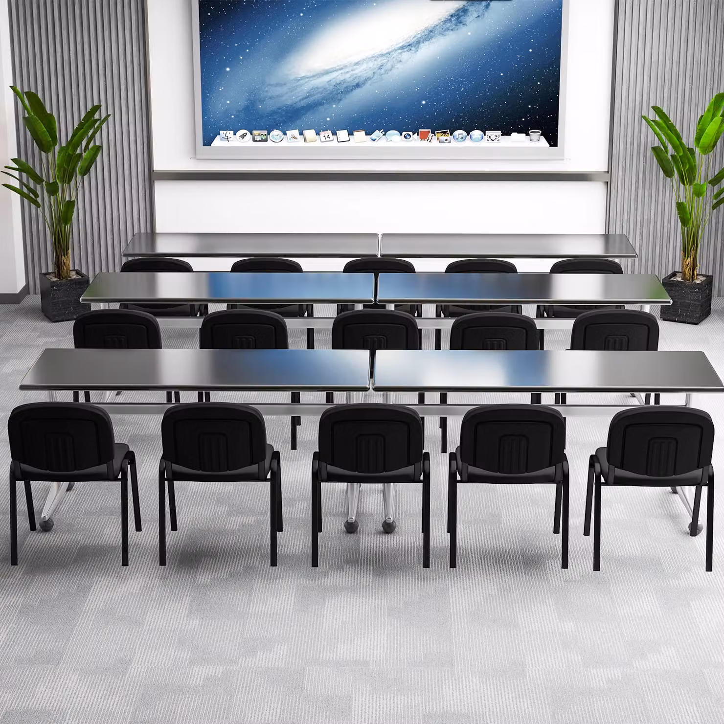 Gymax Set of 2 Stackable Black Fabric and Metal Waiting Room Chairs for Reception or Home Office – 7