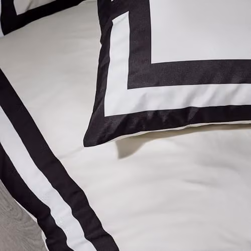 Catherine Lansfield So Soft Mono Panel Double Duvet Cover Set with Pillowcases, Cream and Black, Duvet Cover: 200 x 200 cm, Pillowcases: 50 x 75 cm – 3