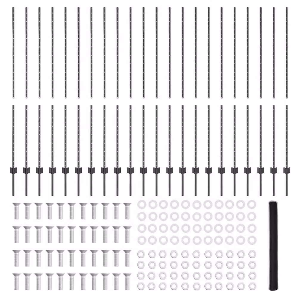 Berkfield Home Steel U-Channel Fence Posts, Grey, 22 Pieces, Height: 160 cm – 2