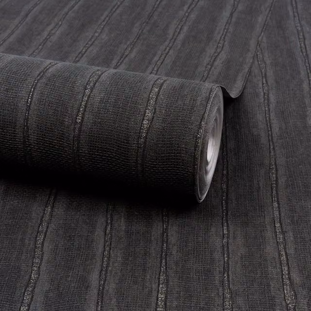 Grandeco Boutique Kalema Fabric Stripe Embossed Wallpaper in Grey