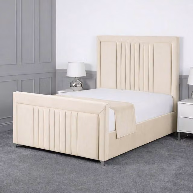 Living Comfort Bedz Celeste Upholstered Gas Lift Storage Bed in Beige, W/D/H: 90 x 200 cm