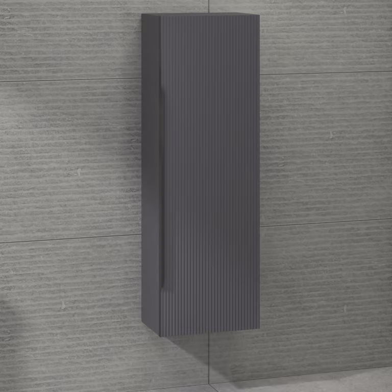 Royal Bathrooms Evora Wall Hung Tall Unit, Graphite Grey with Matt Black Handle, W: 40 cm, D: 40 cm, H: 120 cm