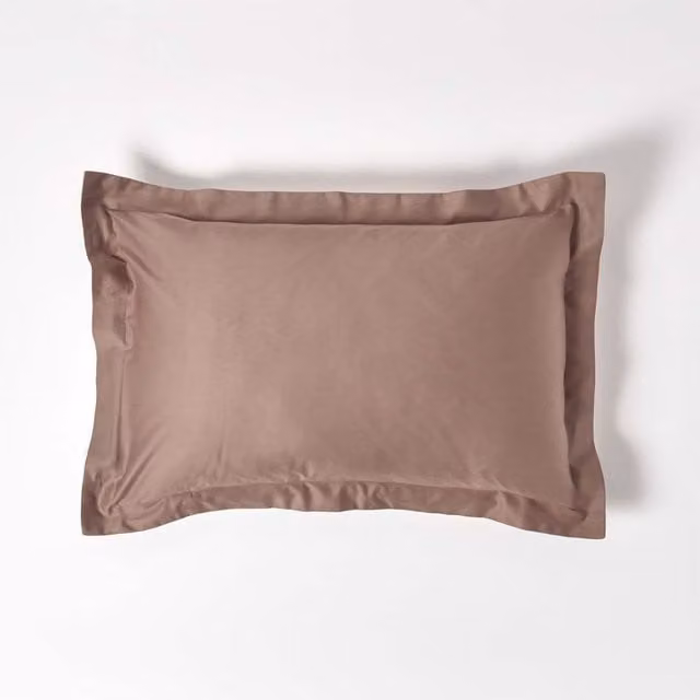 Homescapes Organic Egyptian Combed Cotton Oxford Style Pillowcase, Brown