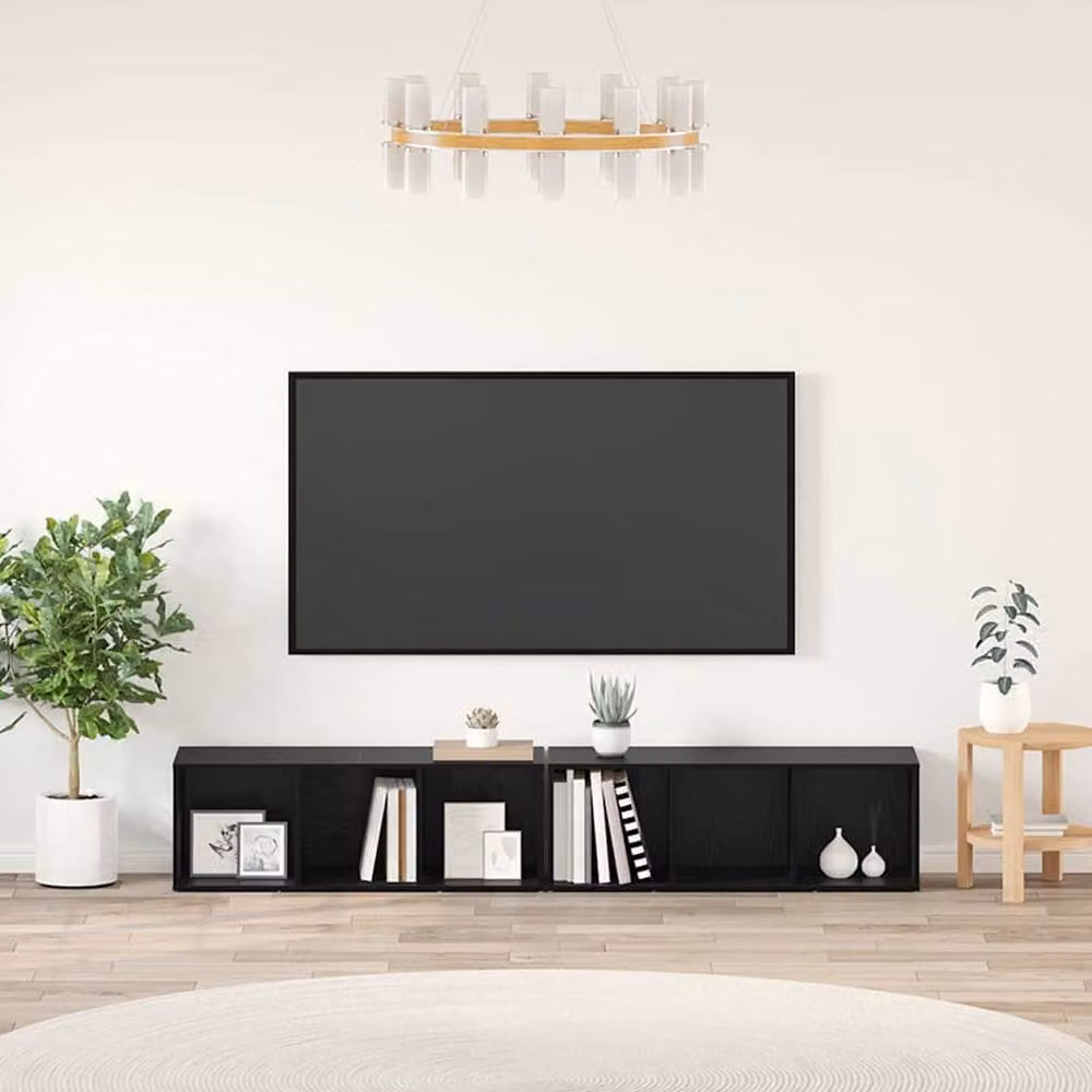 Berkfield Home Modern 2 Piece Black Oak Engineered Wood Set – 2