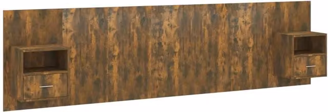 Berkfield Home Bed Headboard with Integrated Nightstands in Smoked Oak Brown Engineered Wood – 1