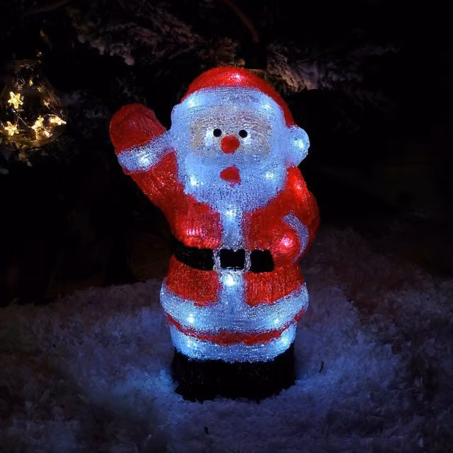 Samuel ALEXANDER LED Light Up Acrylic Christmas Santa Tabletop Decoration, Red and White, Height: 28 cm – 1