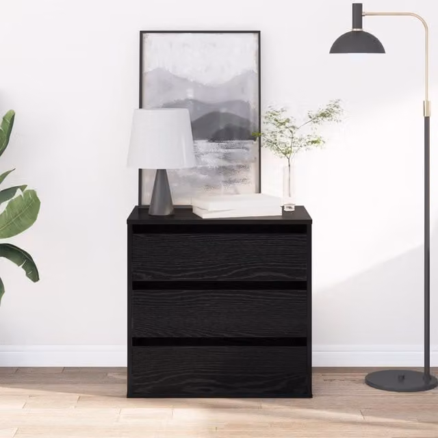 Berkfield Home Corner Chest of Drawers in Black Oak, W: 60 cm, D: 41 cm, H: 58 cm – 1