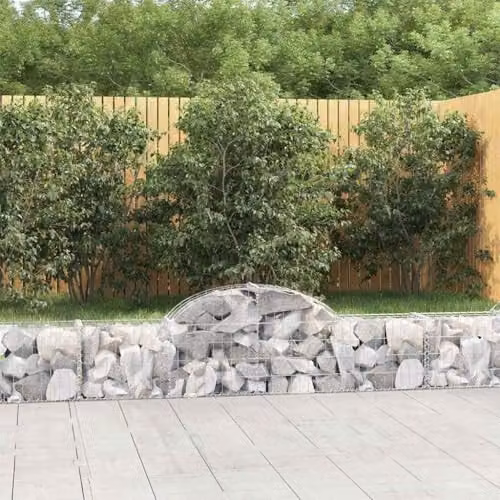 vidaXL 14-Piece Arched Gabion Baskets in Silver Galvanised Steel, W/D/H: 200 x 30 x 40/60 cm – 2
