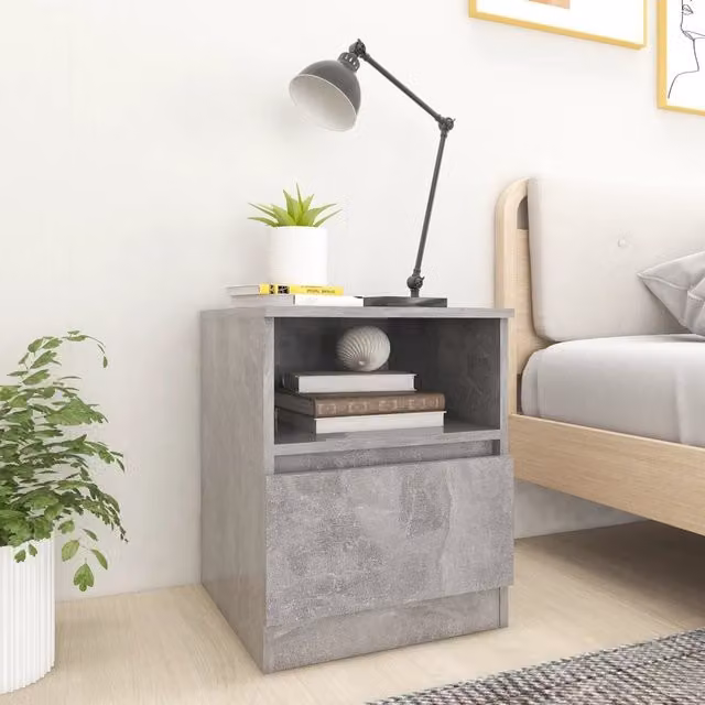 Berkfield Home Bed Cabinet in Concrete Grey, W/D/H: 40 x 40 x 50 cm – 1