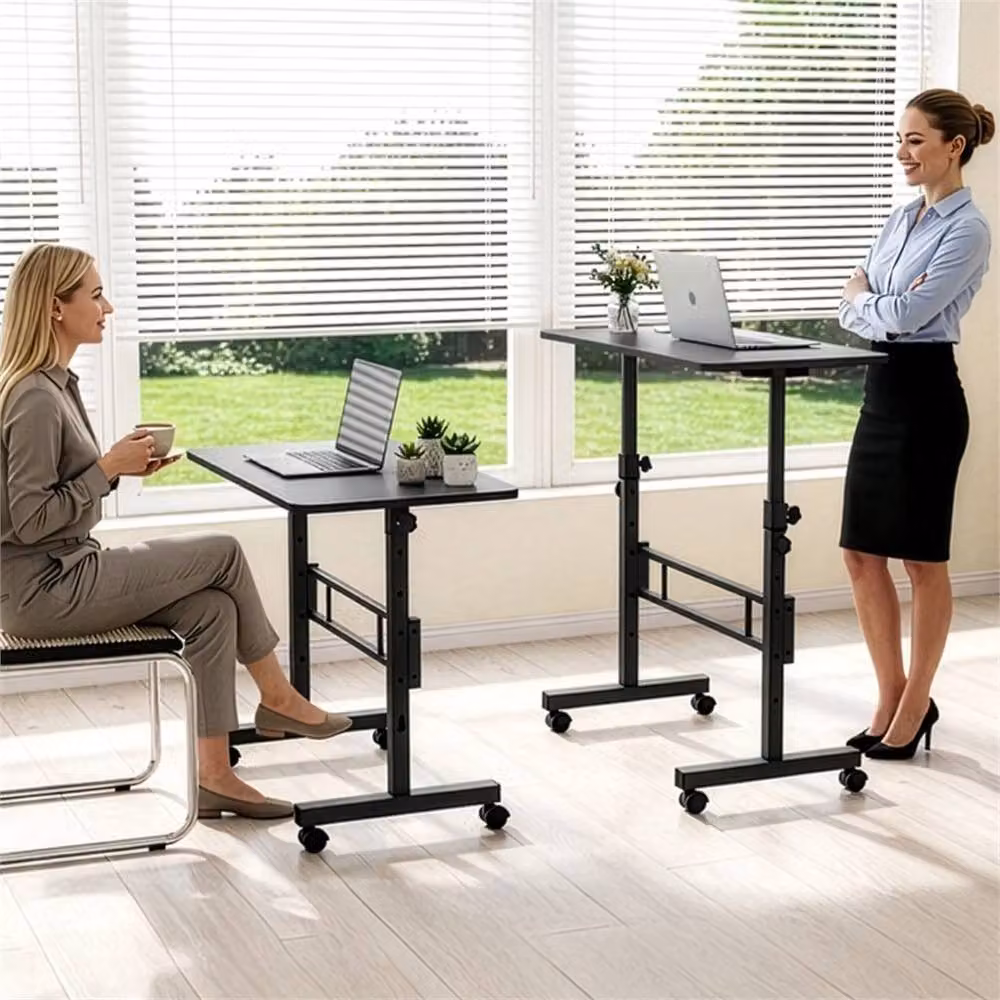 SPETLEK Height Adjustable Mobile Standing Desk with Castors, Black, W: 80 cm, D: 40 cm – 2
