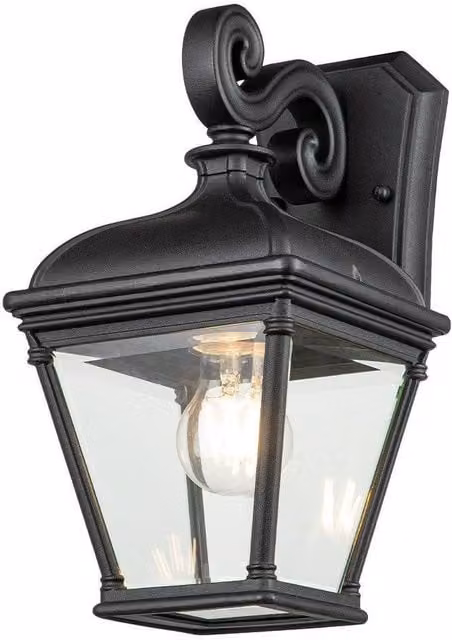 Netlighting Bayview Black Outdoor Wall Lantern with Transparent Glass IP44