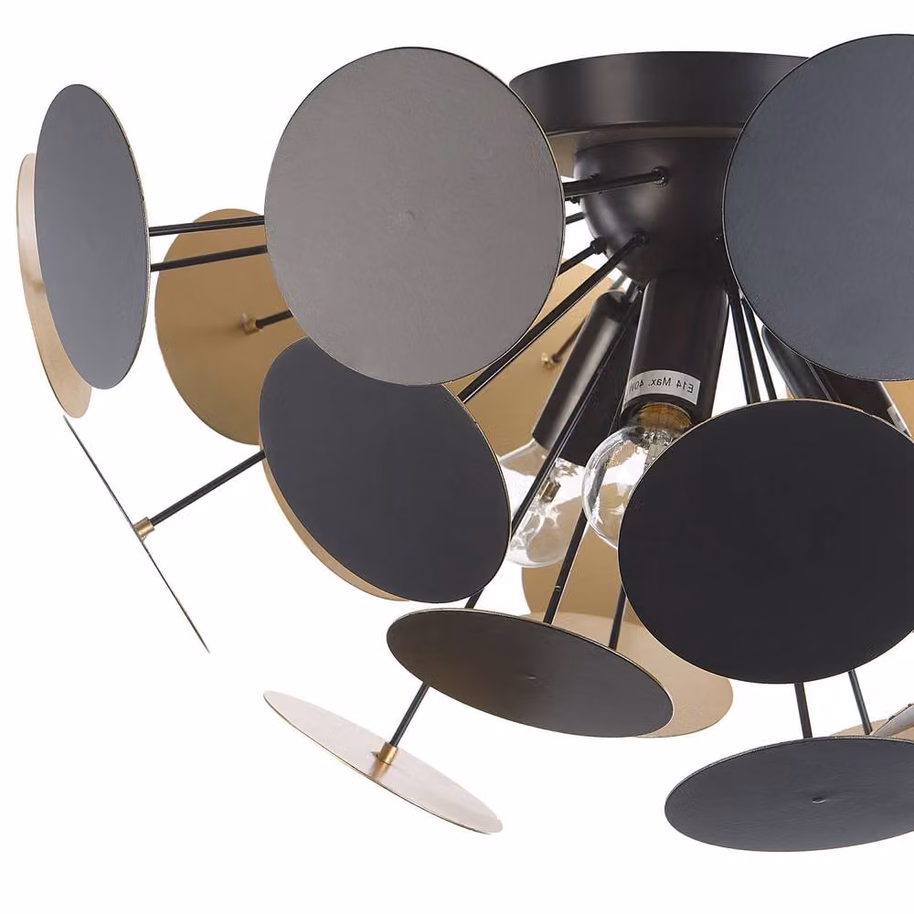 Wyld and Coco Hemisphere Pendant Light in Black and Gold/Brass Metal – 3