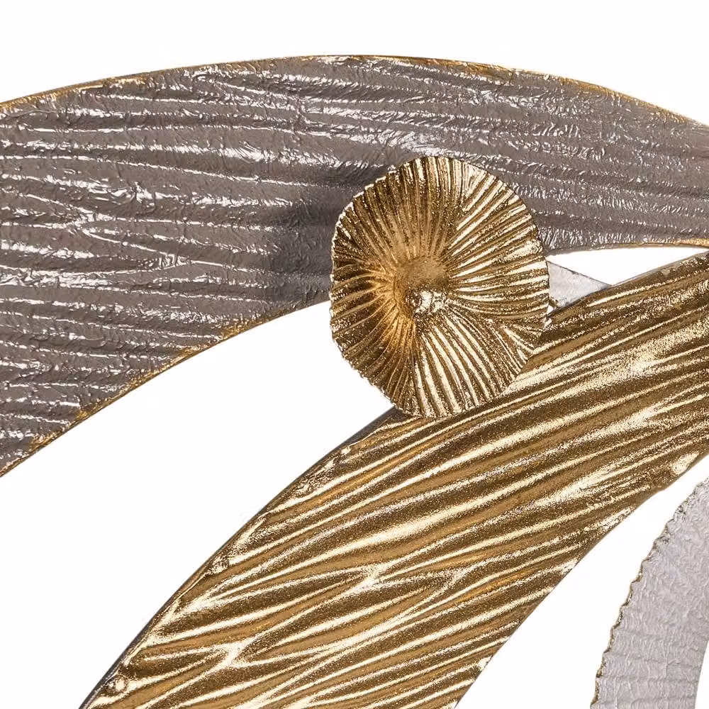 Wyld and Coco Gold Geometric Metal Wall Art - Abstract Round Design, W/D/H: 90 x 90 x 3.1 cm – 3