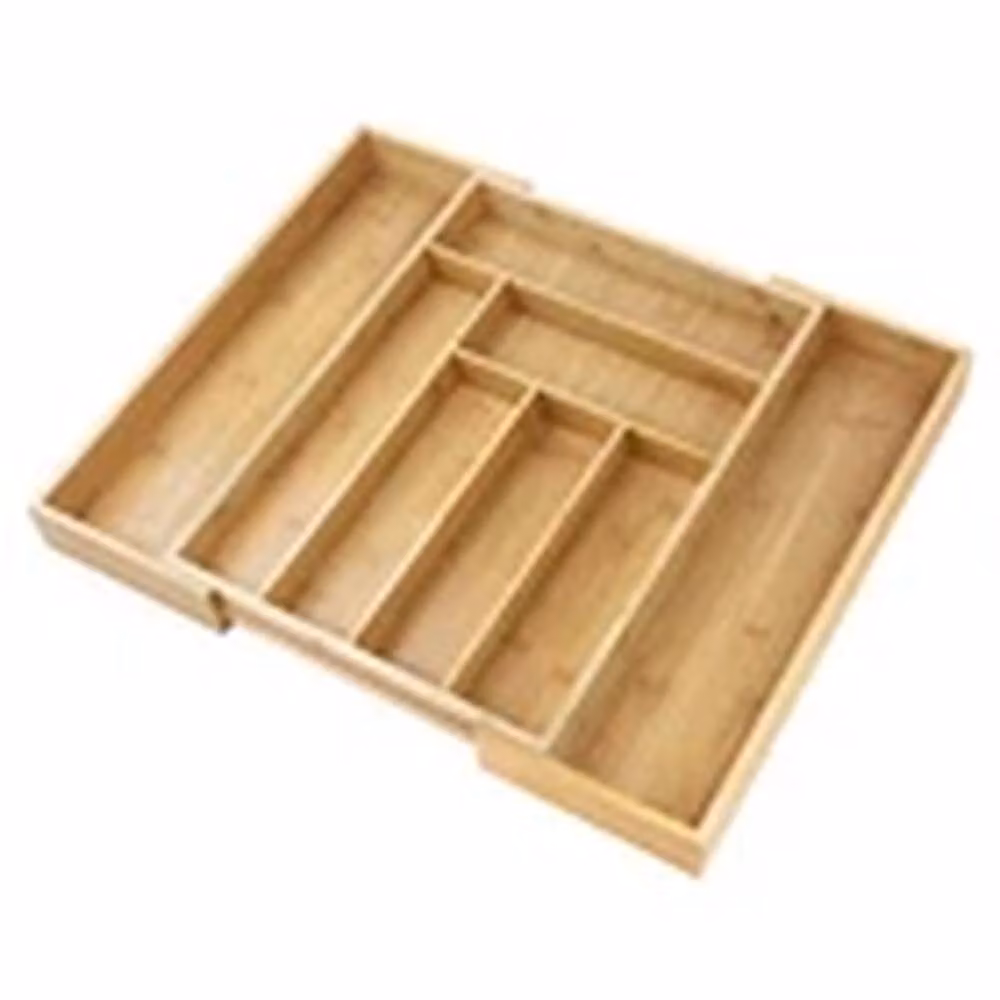 EONLION Extendable Bamboo Cutlery Tray and Kitchen Drawer Organiser in Natural Brown – 2