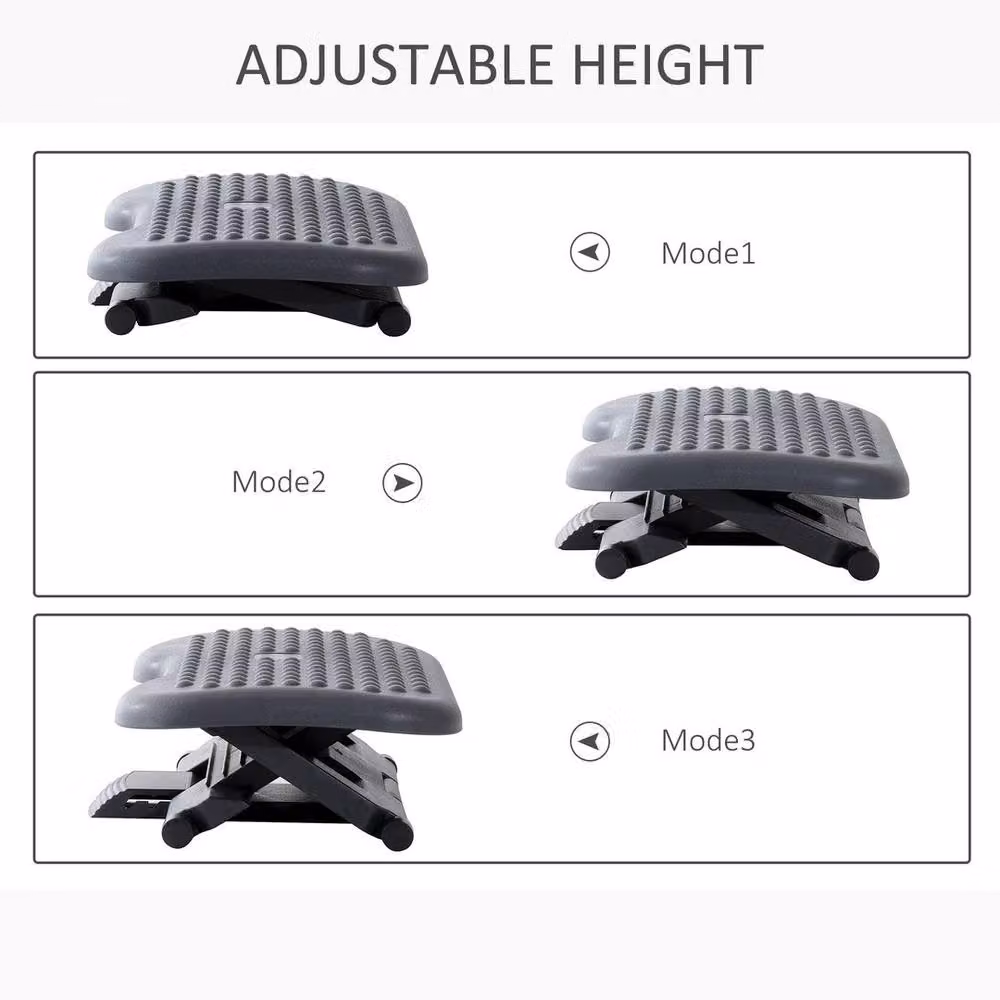 KORVIXA Adjustable 3-Position Tilting Footrest in Grey – 3