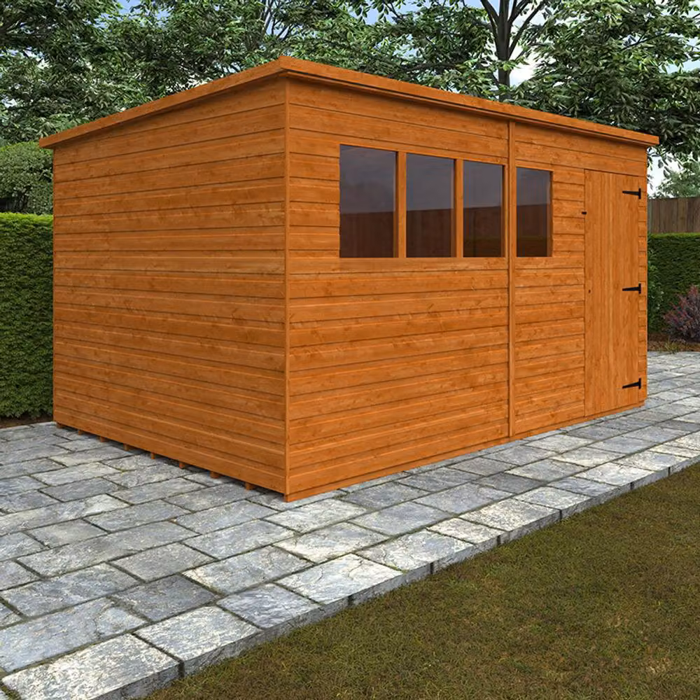 Buttercup Farm Super Pent 12mm Wooden Shed in Burnt Orange and Grey – 2