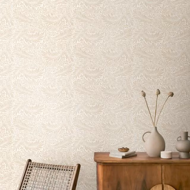 Hoopla Walls Leaf Vine Botanical Floral Vintage Wallpaper in Yellow and Beige