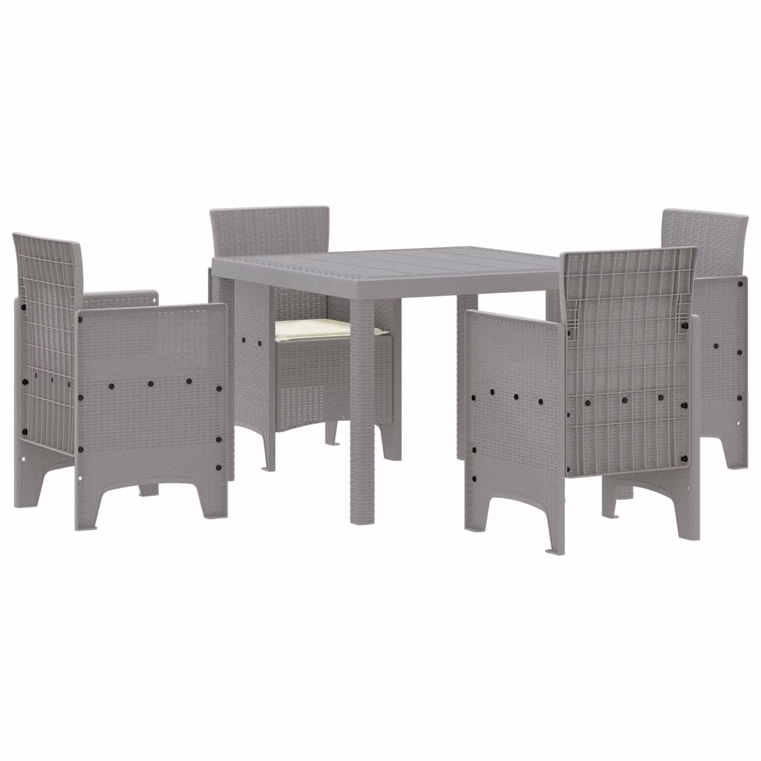 Berkfield Home 5 Piece Poly Rattan Garden Dining Set with Cushions in Grey – 2