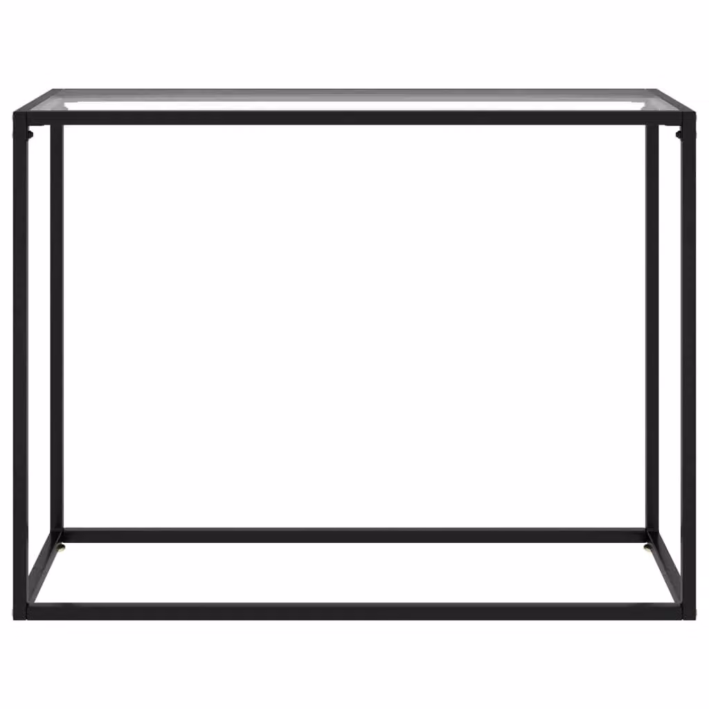Berkfield Home Modern Rectangular Console Table in Clear Tempered Glass and Black Metal, W/D/H: 100 x 35 x 75 cm – 2