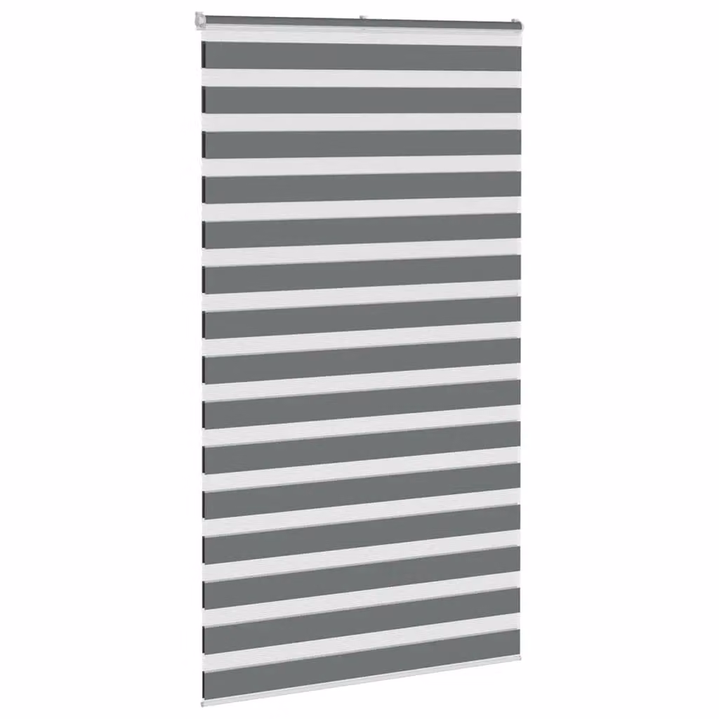 Berkfield Home Zebra Blind in Dark Grey, W: 130 cm, H: 230 cm, Polyester Fabric – 3